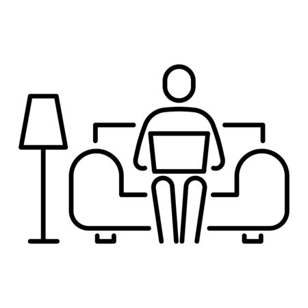Work from home or remote work simple linear icon.のイラスト素材