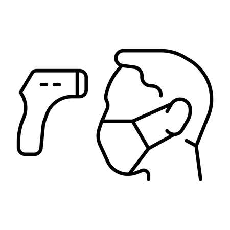 Simple linear icon for remote measurement of human body temperature. Vector illustration with editable stroke.のイラスト素材