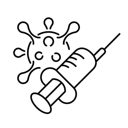 Simple linear icon of the coronavirus vaccineのイラスト素材