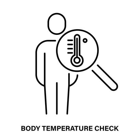 Simple linear icon for checking body temperatureのイラスト素材