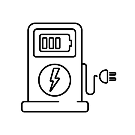 A simple refueling or charging station icon for electric vehicles or hybrid vehicles.のイラスト素材