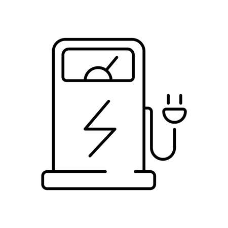 A simple refueling or charging station icon for electric vehicles or hybrid vehicles.のイラスト素材
