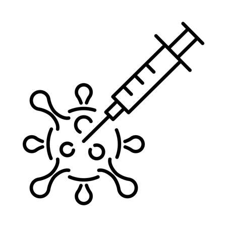 A simple linear icon of the coronavirus vaccineのイラスト素材