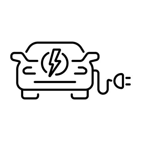 A simple linear icon of an electric car or a car charging stationのイラスト素材
