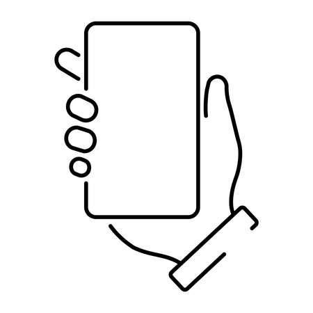 A simple hand icon with a smartphoneのイラスト素材