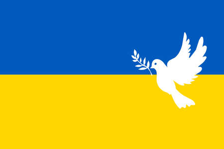 The flag of Ukraine with the symbol of the dove of peaceのイラスト素材