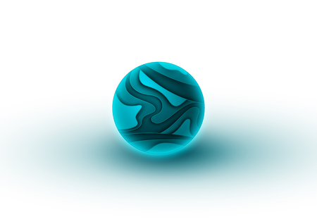 A glowing neon ball. Abstraction in the form of a sphere from many layers of paper. Glass sphere or ball. Bubble with a muddy textureのイラスト素材