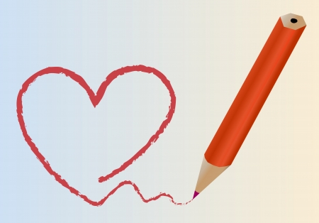 heart painted by pencil  のイラスト素材