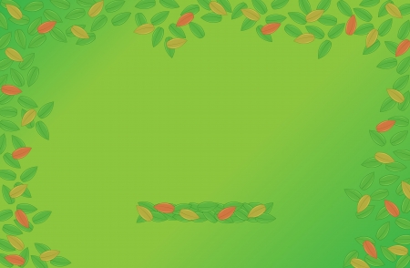 green background with green, yellow and red leavesのイラスト素材