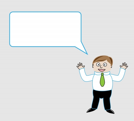 happy businessman with green tie and empty bubbleのイラスト素材