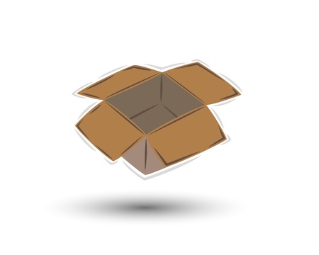 empty open brown paper box with shadowのイラスト素材