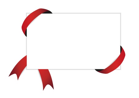 red ribbon and blank white paper with shadowのイラスト素材