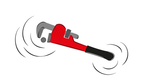 motion of the red pipe wrench and screwのイラスト素材