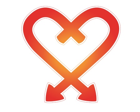 two linked arrows as a love symbol between two people joined togetherのイラスト素材