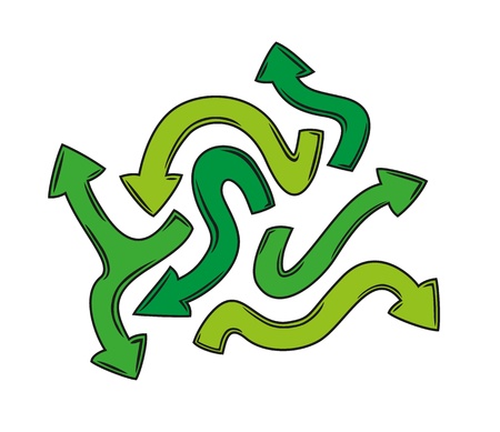 mess of the six arrows with different green colorsのイラスト素材