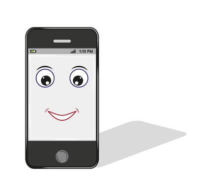 comic smartphone with eye and smile and shadowのイラスト素材