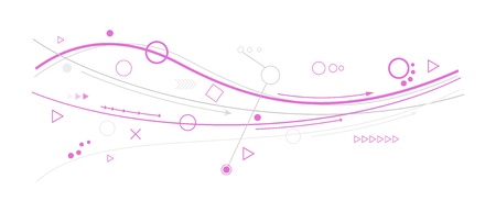 purple lines, circles and different symbols on white backgroundのイラスト素材