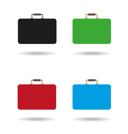 suitcases in four color (black, green, red, blue) and shadowのイラスト素材