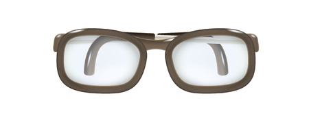 brown glasses with folded temples on white backgroundのイラスト素材