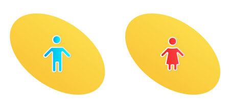 male and female symbols in yellow gradient ovalのイラスト素材