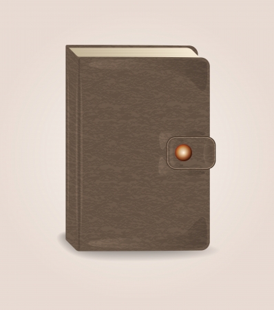 closed brown book with clip and  shadowのイラスト素材