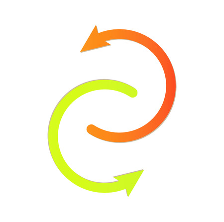two connected arrows with green and red colorのイラスト素材