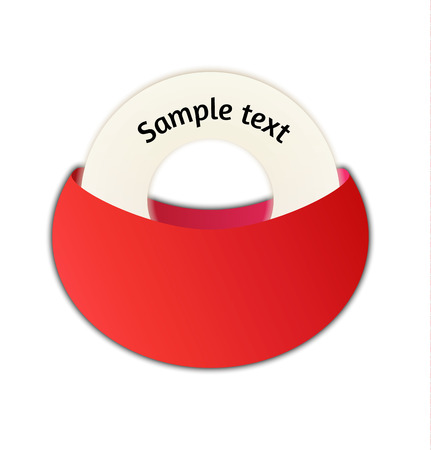 rounded white label hidden in red pocket, on the white label can be added short business textのイラスト素材