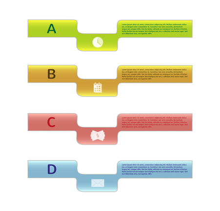 four color labels with information and iconsのイラスト素材