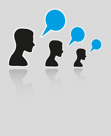 color silhouettes of many people and many speak bubblesのイラスト素材