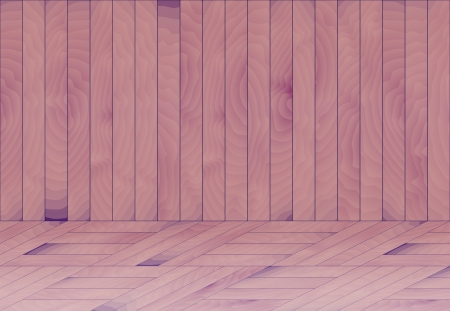 wooden room with wooden wall and wooden floor created from purple - blue lathsのイラスト素材