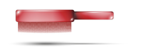 red small-tooth comb with shadow on white backgroundのイラスト素材