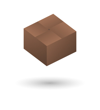 closed brown paper box with shadow on white backgroundのイラスト素材