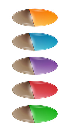 set of five labels or buttons with two colors on white backgroundのイラスト素材