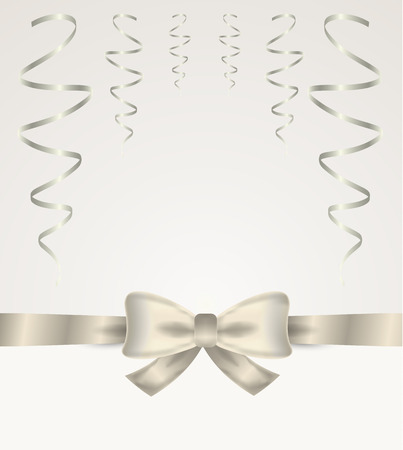 silver ribbon and bow with bow on silver backgroundのイラスト素材