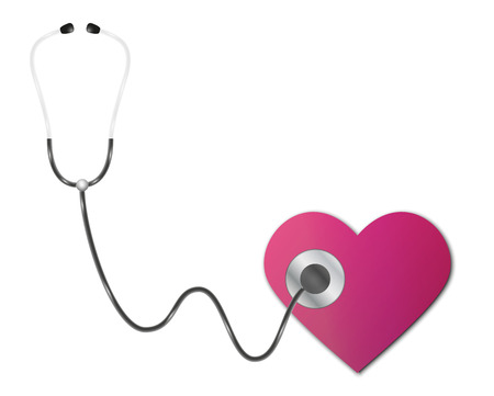 medical apparatus - stethoscope and heart on white backgroundのイラスト素材