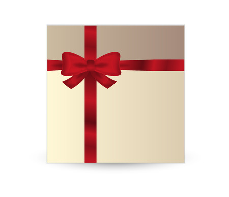 brown gift card with red ribbon and bow on white backgroundのイラスト素材