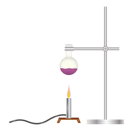chemistry - warming up fluid in the flaskのイラスト素材