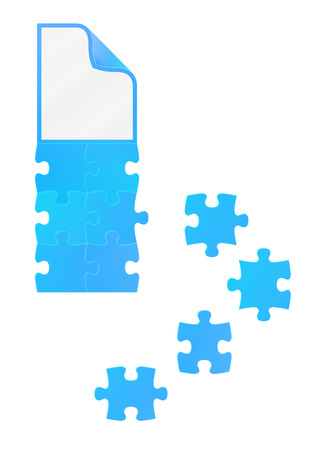 field of puzzles with paper on the top on white backgroundのイラスト素材