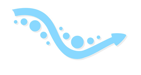 blue arrow and circles on white backgroundのイラスト素材