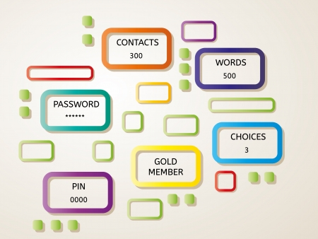 infographic with rounded boxes on beige backgroundのイラスト素材