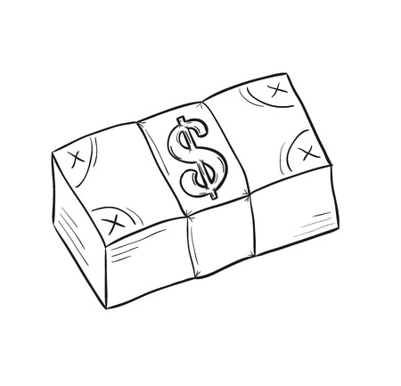 sketch of money pack with dollar symbol, isolatedのイラスト素材