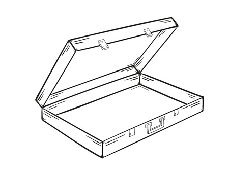 sketch of the open empty suitcase on white background, isolatedのイラスト素材