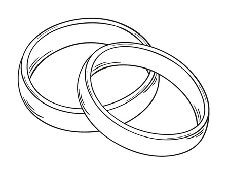 sketch of the two rings as a symbol of love, isolated