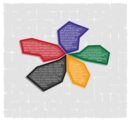 infographics - five color fragment options and sample text on gray tiled backgroundのイラスト素材
