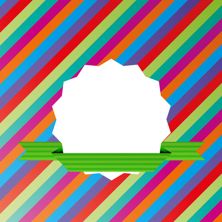 vector striped background with blank label and green ribbonのイラスト素材