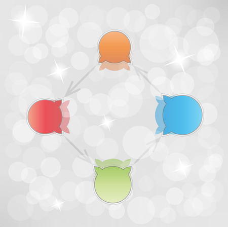 gradient circle arrows with bubbles of different colors with different blue colorsのイラスト素材