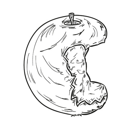 sketch of the bitten apple on white backgroundのイラスト素材