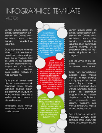 black infographics with blue, red and green circlesのイラスト素材