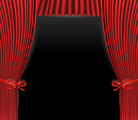 vector of the red wavy curtain and black backgroundのイラスト素材