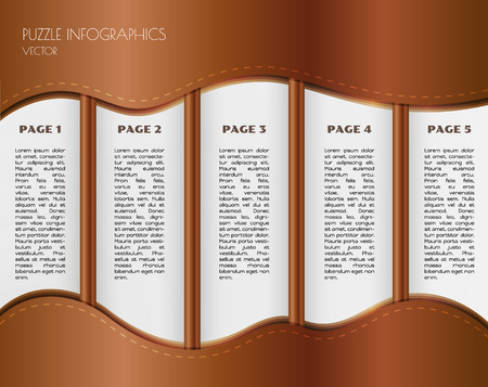 vector wooden infographics with five parts as a five pagesのイラスト素材